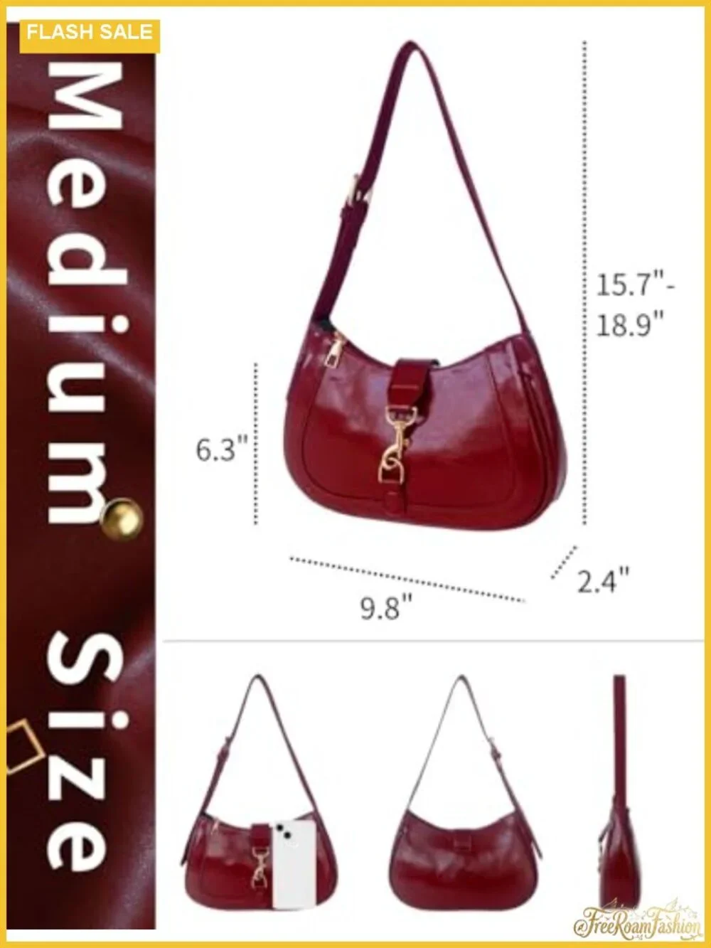 Vintage Hobo Shoulder Bag Faux Leather Zipper Purse for Women